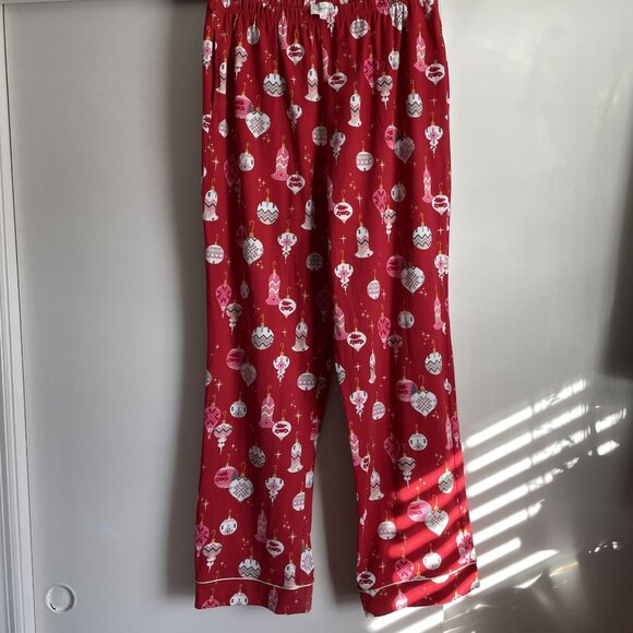 BedHead Flannel NWOT Holiday Bell Ornaments Print Pajama Lounge Pants Size M Red - Picture 2 of 9